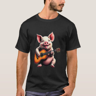 Lustiges Schwein, das Gitarre spielt - Design für T-Shirt