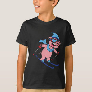 Lustiges Schwein-fährt-Ski-Design-Geschenk Winterf T-Shirt