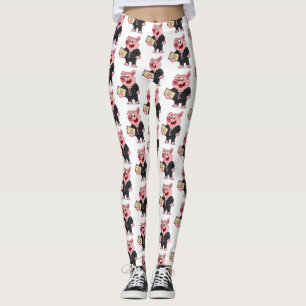 Lustiges Schwein im Geschäftsanzug Cartoon Leggings