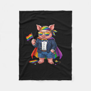 Lustiges Schwein Lgbt Regenbogen Lesbisch Schwul S Fleecedecke