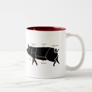 Lustiges Schwein-Metzger-Nomogramm Zweifarbige Tasse