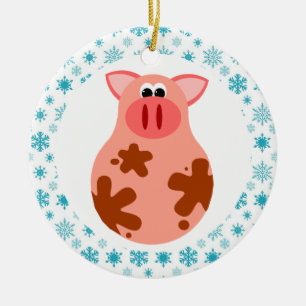 Lustiges Schwein-Weihnachtsverzierungs-Geschenk Keramik Ornament