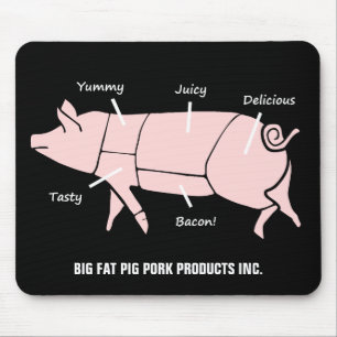 Lustiges Schweinefleisch schneidet rosa Mousepad