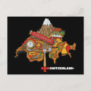 Lustiges Schweiz-Souvenir Toblerone Schweizer Kart Postkarte