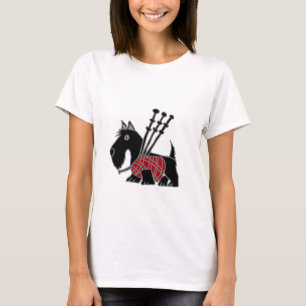 Lustiges Scottish-Terrier-Hündchen, das Dudelsäcke T-Shirt