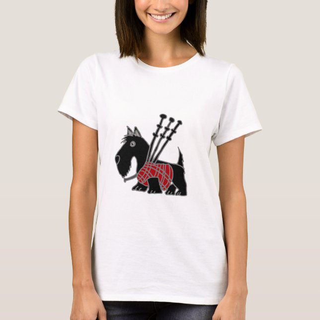 Lustiges Scottish-Terrier-Hündchen, das Dudelsäcke T-Shirt (Vorderseite)