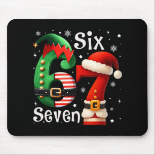 Lustiges Sechs Sieben 67 Meme 6 7 Elf Santa Weihna Mousepad