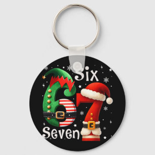 Lustiges Sechs Sieben 67 Meme 6 7 Elf Santa Weihna Schlüsselanhänger