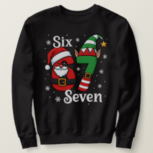 Lustiges Sechs Sieben 67 Meme 6 7 Elf Santa Weihna Sweatshirt
