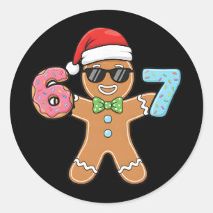 Lustiges Sechs Sieben 67 Meme 6 7 Lebkuchen Weihna Runder Aufkleber