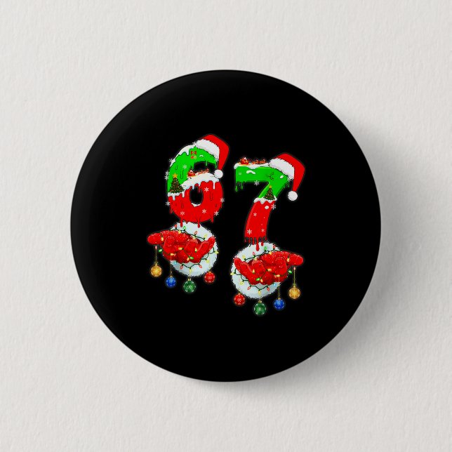 Lustiges Sechs Sieben 67 Meme 6 7 Weihnachten Sant Button (Vorderseite)