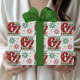Lustiges Sechs Sieben 67 Meme Retro Weihnachten Hu Geschenkpapier