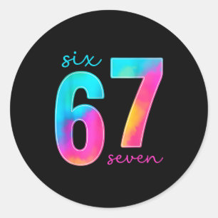 Lustiges Sechs Sieben 6 7 Meme Gen Alpha Slang 67 Runder Aufkleber