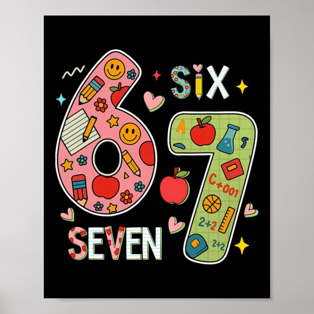 Lustiges Sechs Sieben 6 7 Meme Lehrer Design Für M Poster (Vorne)