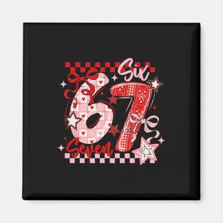 Lustiges Sechs Sieben 6 7 Meme Valentins Mädchen  Magnet