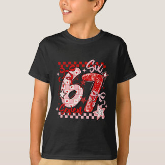 Lustiges Sechs Sieben 6 7 Meme Valentins Mädchen  T-Shirt