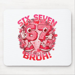 Lustiges Sechs Sieben Bruh 67 Brainrot Meme Valent Mousepad