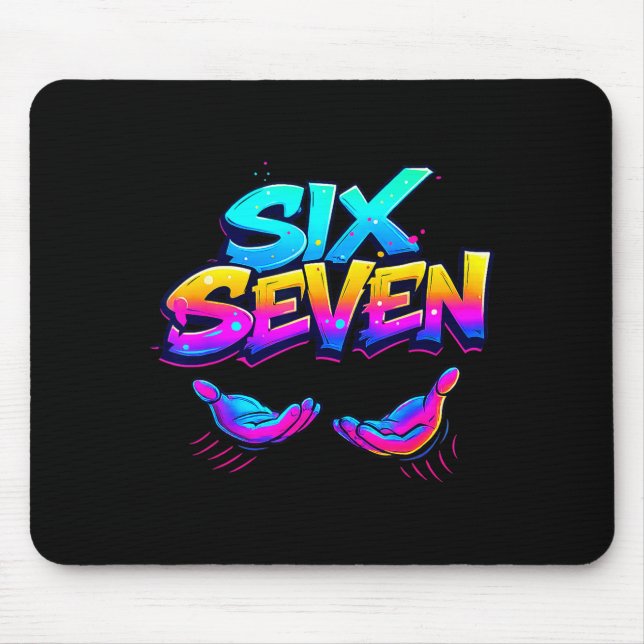 Lustiges Sechs Sieben Design Grafik 67 6 7 Meme Hä Mousepad (Vorne)
