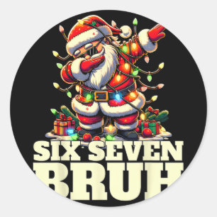 Lustiges Sechs Sieben Weihnachten 6-7 Meme Santa 6 Runder Aufkleber