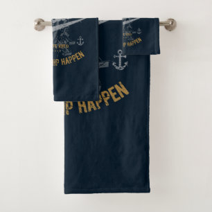 Lustiges Seemann-Geschenk, Geschenk-Kapitän Retro Badhandtuch Set