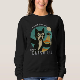 Lustiges Selfie mit Katze UFO Alien Paranormal Sweatshirt