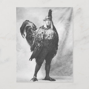 Lustiges seltsames Vintage-Foto eines Hühnerkostüm Postkarte