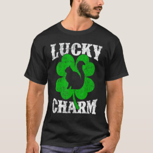 Lustiges Shamrock-Blatt Glücksbringer Perserkatze T-Shirt