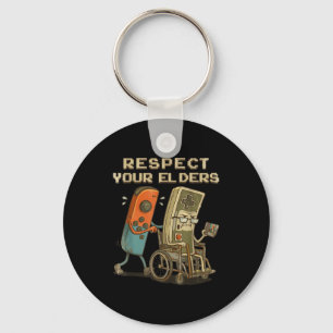 Lustiges Shirt Respektiere Ältere Retro-Gaming Gam Schlüsselanhänger