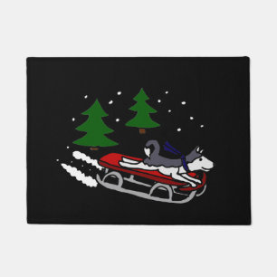 Lustiges sibirischer Husky Sledding Fußmatte