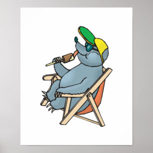 lustiges Siegel, das Eis isst Poster