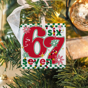 Lustiges Six Seven 67 6 7 Meme Weihnachtsgeschenk  Keramikornament