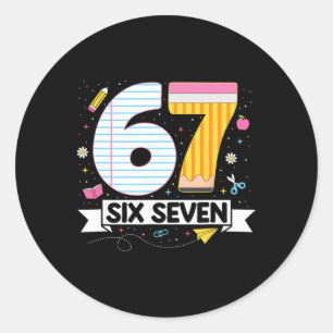 Lustiges Six Seven 67 Gen Alpha Slang 6 7 Meme Leh Runder Aufkleber