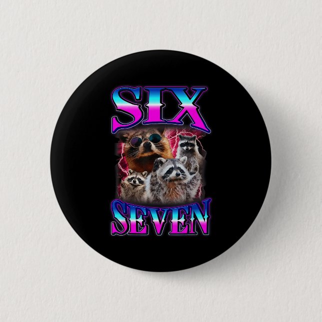 Lustiges Six Seven 67 Meme 67 Waschbär Meme Bootle Button (Vorderseite)