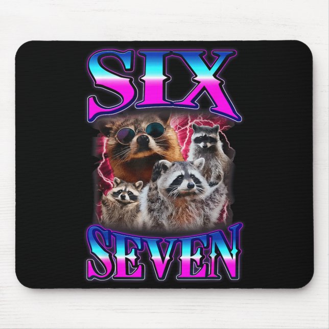 Lustiges Six Seven 67 Meme 67 Waschbär Meme Bootle Mousepad (Vorne)
