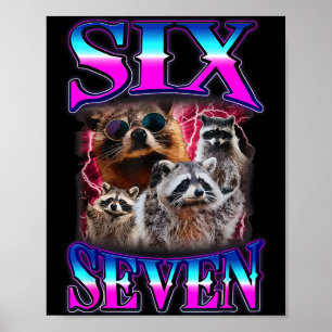 Lustiges Six Seven 67 Meme 67 Waschbär Meme Bootle Poster