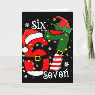Lustiges Six Seven 67 Meme 6 7 Elf Santa Weihnacht Karte