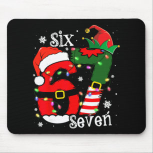 Lustiges Six Seven 67 Meme 6 7 Elf Santa Weihnacht Mousepad