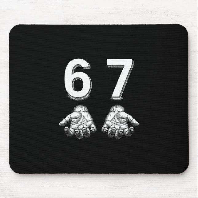 Lustiges Six Seven 67 Meme Gen Alpha Slang Hände  Mousepad (Vorne)