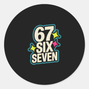 Lustiges Six Seven 6 7 Meme 1 Runder Aufkleber