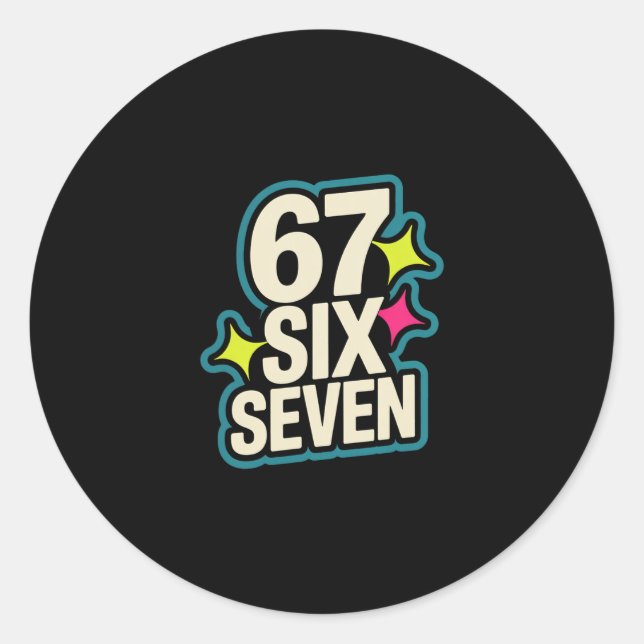 Lustiges Six Seven 6 7 Meme 1  Runder Aufkleber (Vorderseite)