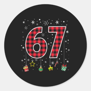 Lustiges Six Seven 6 7 Meme 67 Weihnachten Rot Kar Runder Aufkleber
