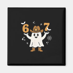 Lustiges Six Seven 6 7 Meme Cowboy Geist Halloween Magnet