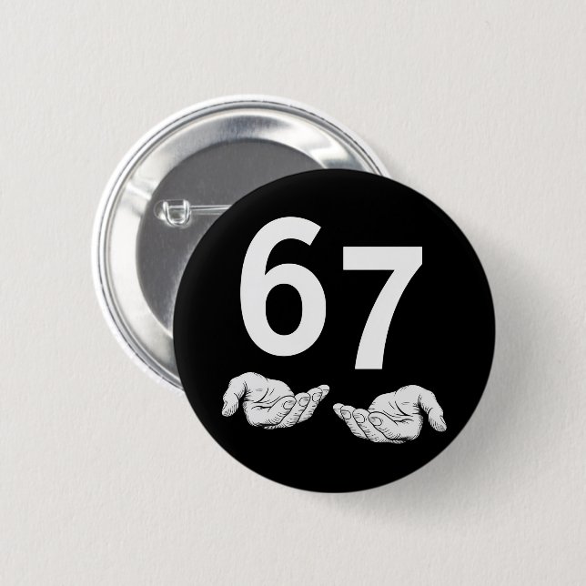 Lustiges Six Seven 6 7 Meme Gen Alpha Slang 6 7 Hä Button (Vorne & Hinten)
