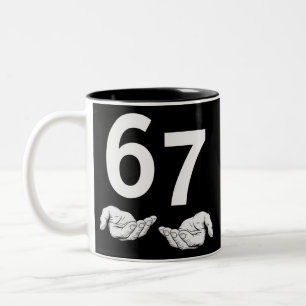 Lustiges Six Seven 6 7 Meme Gen Alpha Slang 6 7 Hä Zweifarbige Tasse
