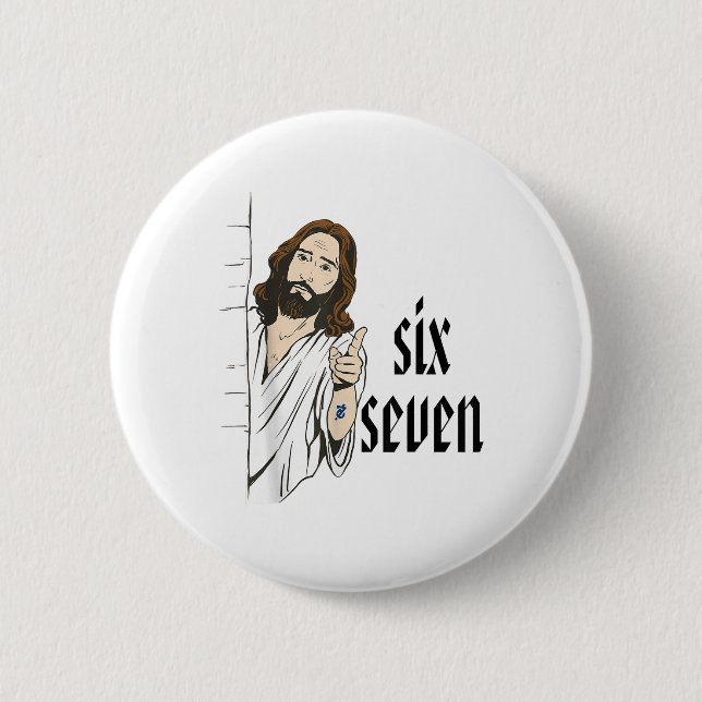 Lustiges Six Seven Brainrot Meme 6 7 Viral Gen Z 6 Button (Vorderseite)