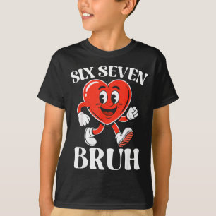Lustiges Six Seven Bruh Retro Herz 67 Meme Cartoon T-Shirt