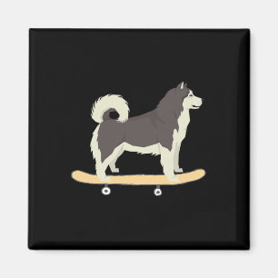 Lustiges Skateboarding Sibirisches Husky-Hund-Gesc Magnet