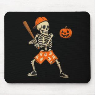 Lustiges Skelett Baseball Schlagmann Halloween Kos Mousepad