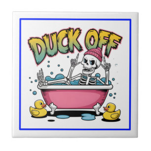 Lustiges Skelett-Design "Duck Off" - 61161 Fliese