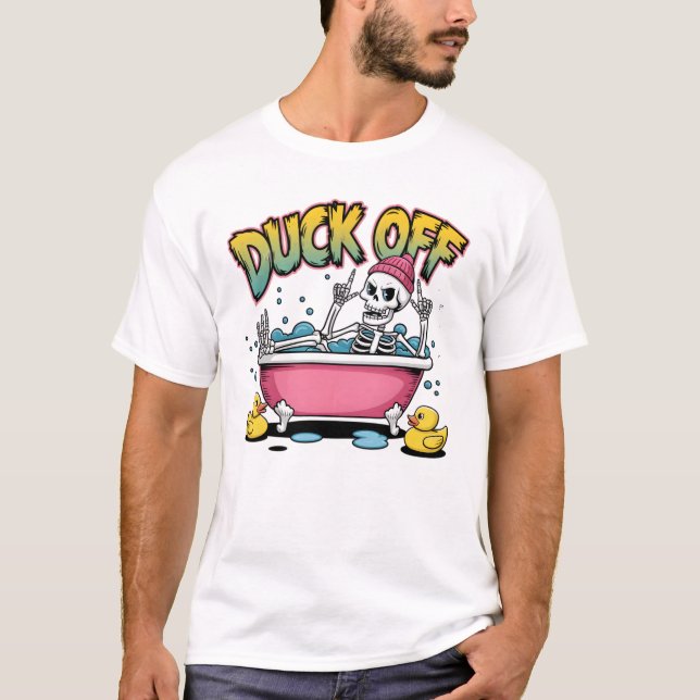 Lustiges Skelett-Design "Duck Off" - 61161 T-Shirt (Vorderseite)